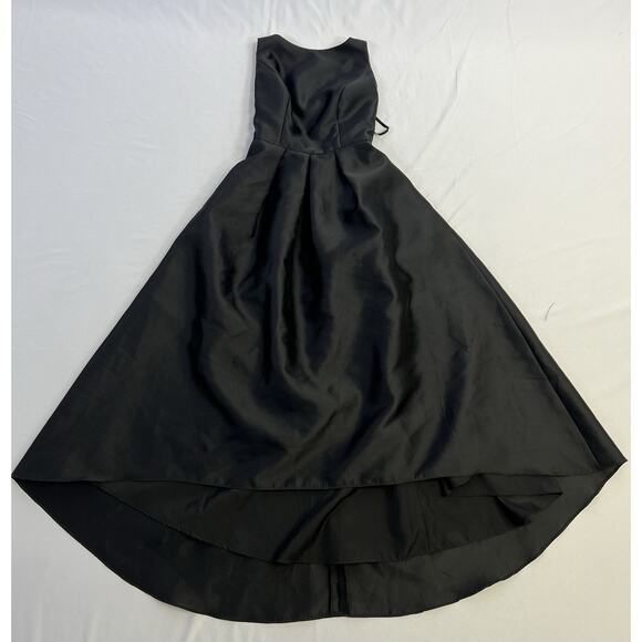 Alfred Sung Black Sleeveless Satin Twill Jewel Neck Dress Gown Womens 4 - Picture 10 of 11